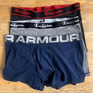 Under Armour and Champion training shorts briefs trunks lot of 3